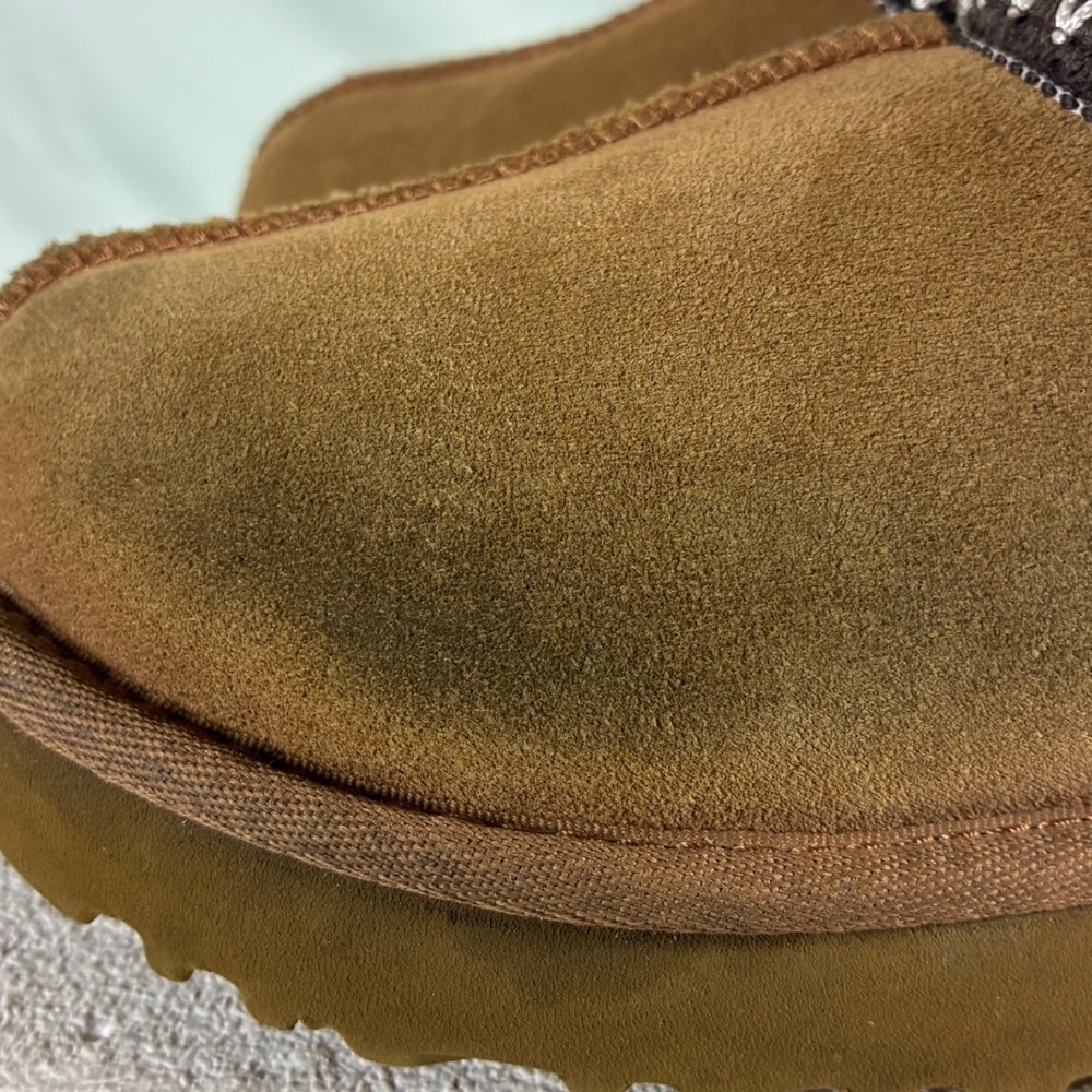 UGG Tasman Slipper Chestnut Suede Embroidered Braid 5955 Womens Size 6 - Picture 5 of 8